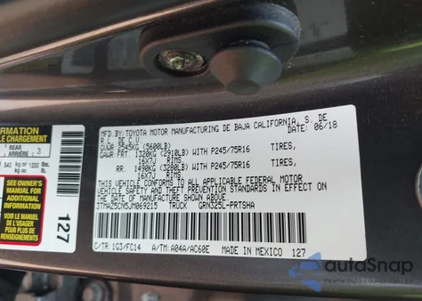 2018 Toyota Tacoma Sr5 V6 z USA, uszkodzony, nr VIN 3TMAZ5CN5JM069215